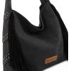 image:imageWrangler Fringe Suede Hobo Bag for Women Leather Western Fringe Purse Tassel Hippie Shoulder BagBlack