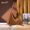 image:imageWrangler Fringe Suede Hobo Bag for Women Leather Western Fringe Purse Tassel Hippie Shoulder BagBright Brown