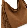 image:imageWrangler Fringe Suede Hobo Bag for Women Leather Western Fringe Purse Tassel Hippie Shoulder BagBright Brown
