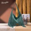 image:imageWrangler Fringe Suede Hobo Bag for Women Leather Western Fringe Purse Tassel Hippie Shoulder BagTurquoise