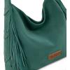image:imageWrangler Fringe Suede Hobo Bag for Women Leather Western Fringe Purse Tassel Hippie Shoulder BagTurquoise