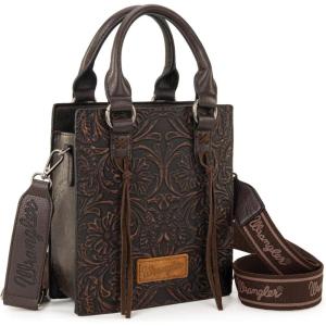 image:imageWrangler Embossed Crossbody Purse for Women Top Handle Fringe Handbags and Western Mini ToteAngel Coffee