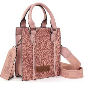 image:imageWrangler Embossed Crossbody Purse for Women Top Handle Fringe Handbags and Western Mini ToteAngel Pink