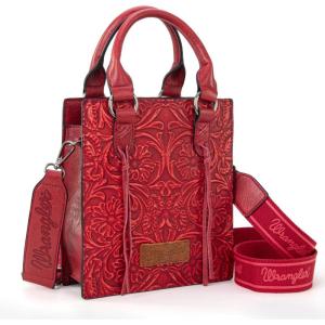 image:imageWrangler Embossed Crossbody Purse for Women Top Handle Fringe Handbags and Western Mini ToteAngel Red