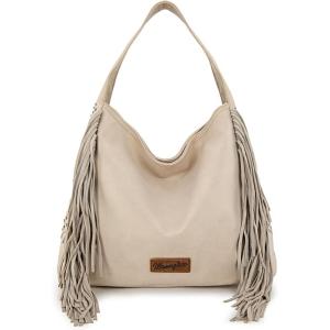 image:imageWrangler Fringe Suede Hobo Bag for Women Leather Western Fringe Purse Tassel Hippie Shoulder BagBeige