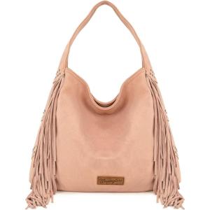 image:imageWrangler Fringe Suede Hobo Bag for Women Leather Western Fringe Purse Tassel Hippie Shoulder BagDark Pink
