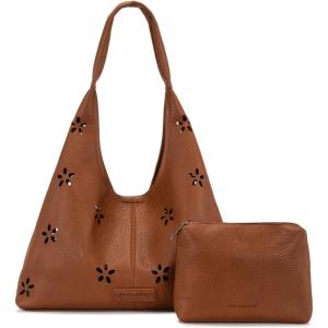 image:imageMontana West Hobo Bag Purses for Women Slouchy Soft Shoulder Handbags Tote with PouchFlower Cutout Brown