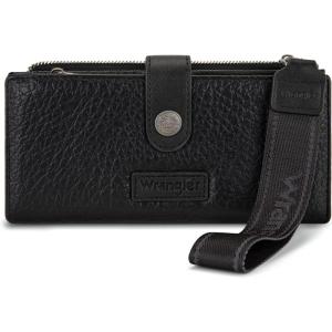 image:imageMontana West X Wrangler Wristlet Wallet Purple Daisy Floral Wallet Card Cases amp Money Organizers Large Capacity Bifold Wallets Ladies Female Travel Clutch Wallets with ID WindowBlack