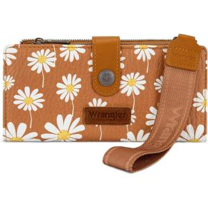 image:imageMontana West X Wrangler Wristlet Wallet Purple Daisy Floral Wallet Card Cases amp Money Organizers Large Capacity Bifold Wallets Ladies Female Travel Clutch Wallets with ID WindowDaisyBrown