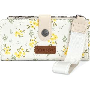 image:imageMontana West X Wrangler Wristlet Wallet Purple Daisy Floral Wallet Card Cases amp Money Organizers Large Capacity Bifold Wallets Ladies Female Travel Clutch Wallets with ID WindowDaisyApricot