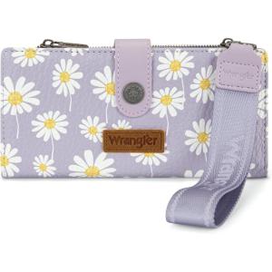 image:imageMontana West X Wrangler Wristlet Wallet Purple Daisy Floral Wallet Card Cases amp Money Organizers Large Capacity Bifold Wallets Ladies Female Travel Clutch Wallets with ID WindowDaisyPurple