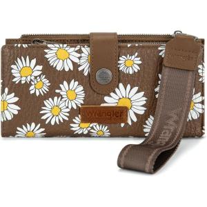 image:imageMontana West X Wrangler Wristlet Wallet Purple Daisy Floral Wallet Card Cases amp Money Organizers Large Capacity Bifold Wallets Ladies Female Travel Clutch Wallets with ID WindowDaisyCoffee