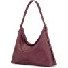 image:imageMontana West Hobo Bags for Women Slouchy Shoulder Handbags Ultra Soft Vegan Leather Ladies Crossbody Purse With ZipperBurgundy