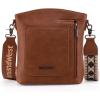 image:imageMontana West Multi Zip Pocket Large Crossbody Bag With Guitar StrapA Classic Dark Brown