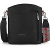 image:imageMontana West Multi Zip Pocket Large Crossbody Bag With Guitar StrapBlackred