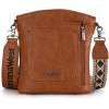 image:imageMontana West Multi Zip Pocket Large Crossbody Bag With Guitar StrapBrownBeige