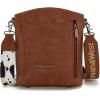 image:imageMontana West Multi Zip Pocket Large Crossbody Bag With Guitar StrapClassic Cow Brown