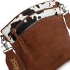 image:imageMontana West Multi Zip Pocket Large Crossbody Bag With Guitar StrapClassic Cow Brown
