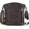 image:imageMontana West Multi Zip Pocket Large Crossbody Bag With Guitar StrapClassic Cow Pattern