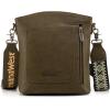 image:imageMontana West Multi Zip Pocket Large Crossbody Bag With Guitar StrapClassic Dark Green