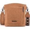 image:imageMontana West Multi Zip Pocket Large Crossbody Bag With Guitar StrapClassic Tan