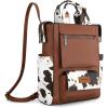 image:imageMontana West Wrangler Cow Print Backpack Purse for Women Vegan Leather Ladies Convertible Backpack Stylish Anti Theft Backpack with Adjustable StrapA Classic Browncow Print