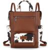 image:imageMontana West Wrangler Cow Print Backpack Purse for Women Vegan Leather Ladies Convertible Backpack Stylish Anti Theft Backpack with Adjustable StrapA Classic Browncow Print