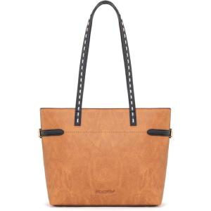 image:imageMontana West Minimalist Tote Bag for Women handbags Elegant Top Handle Satchel Purse EverydayAmber Brown