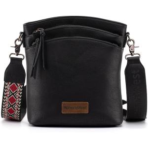 image:imageMontana West Multi Zip Pocket Large Crossbody Bag With Guitar StrapA Classic Black