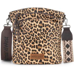 image:imageMontana West Multi Zip Pocket Large Crossbody Bag With Guitar StrapA Classic Leopard Pattern
