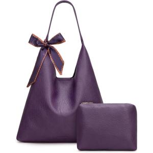 image:imageMontana West Slouchy Hobo Bag for Women Shoulder Purses and Handbags with ScarfDeep Purple