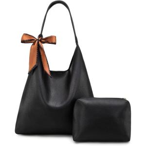 image:imageMontana West Slouchy Hobo Bag for Women Shoulder Purses and Handbags with ScarfJet Black