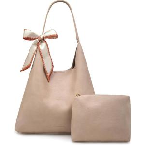 image:imageMontana West Slouchy Hobo Bag for Women Shoulder Purses and Handbags with ScarfMousse Tan