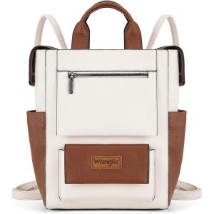 image:imageMontana West Wrangler Cow Print Backpack Purse for Women Vegan Leather Ladies Convertible Backpack Stylish Anti Theft Backpack with Adjustable StrapD Beige