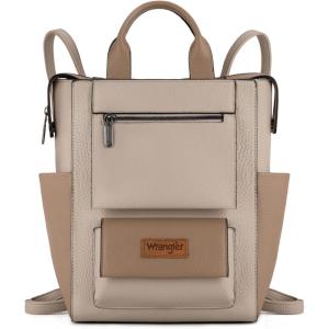 image:imageMontana West Wrangler Cow Print Backpack Purse for Women Vegan Leather Ladies Convertible Backpack Stylish Anti Theft Backpack with Adjustable StrapLight Khaki