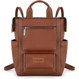 image:imageMontana West Wrangler Cow Print Backpack Purse for Women Vegan Leather Ladies Convertible Backpack Stylish Anti Theft Backpack with Adjustable StrapPatten Brown