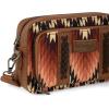 image:imageWrangler Aztec Crossbody Bag for Women Multi Pocket Shoulder Bag Boho Cross Body Wallet PurseAztecbrown