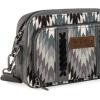 image:imageWrangler Aztec Crossbody Bag for Women Multi Pocket Shoulder Bag Boho Cross Body Wallet PurseAztecgrey