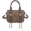 image:imageWrangler Satchel Bag Fringe Crossbody Purse Turquoise Top Handle Shoulder Bag with Detachable StrapCoffee