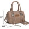 image:imageWrangler Satchel Bag Fringe Crossbody Purse Turquoise Top Handle Shoulder Bag with Detachable StrapKhaki