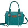 image:imageWrangler Satchel Bag Fringe Crossbody Purse Turquoise Top Handle Shoulder Bag with Detachable StrapTurquoise
