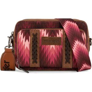 image:imageWrangler Aztec Crossbody Bag for Women Multi Pocket Shoulder Bag Boho Cross Body Wallet PurseAztecdeep Pink