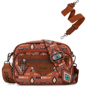 image:imageWrangler Aztec Crossbody Bags for Women Crossbody Purse Shoulder Handbag Crossover Bag with Two Replaceable StrapBrown