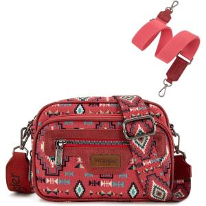 image:imageWrangler Aztec Crossbody Bags for Women Crossbody Purse Shoulder Handbag Crossover Bag with Two Replaceable StrapBurgundy