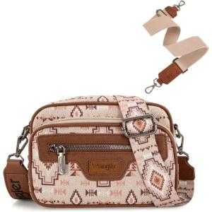 image:imageWrangler Aztec Crossbody Bags for Women Crossbody Purse Shoulder Handbag Crossover Bag with Two Replaceable StrapLight Brown