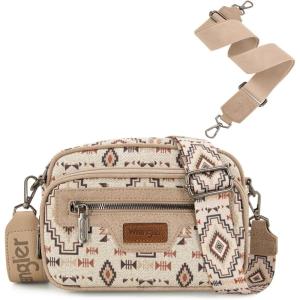 image:imageWrangler Aztec Crossbody Bags for Women Crossbody Purse Shoulder Handbag Crossover Bag with Two Replaceable StrapTan