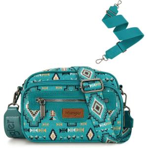 image:imageWrangler Aztec Crossbody Bags for Women Crossbody Purse Shoulder Handbag Crossover Bag with Two Replaceable StrapTurquoise
