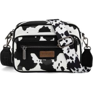 image:imageWrangler Crossbody Bag for Women Multi Pocket Crossover Bag Shoulder Pursea with Adjustable StrapAcow Print Black