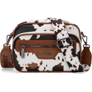 image:imageWrangler Crossbody Bag for Women Multi Pocket Crossover Bag Shoulder Pursea with Adjustable StrapAcow Print Brown