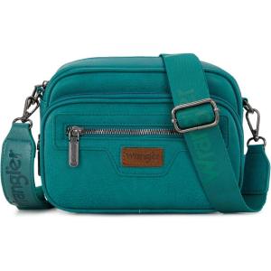 image:imageWrangler Crossbody Bag for Women Multi Pocket Crossover Bag Shoulder Pursea with Adjustable StrapTurquoise
